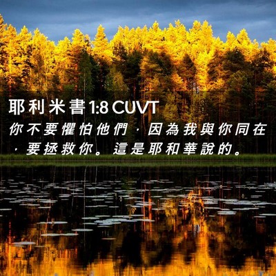 Picture 02 - 耶 利 米 書 1:8 CUVT - 你 不 要 懼 怕 他 們 ， 因 為 我 與 - Bible Verse Picture