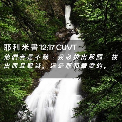 Picture 02 - 耶 利 米 書 12:17 CUVT - 他 們 若 是 不 聽 ， 我 必 拔 出 那 - Bible Verse Picture
