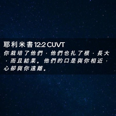 Picture 02 - 耶 利 米 書 12:2 CUVT - 你 栽 培 了 他 們 ， 他 們 也 扎 了 - Bible Verse Picture