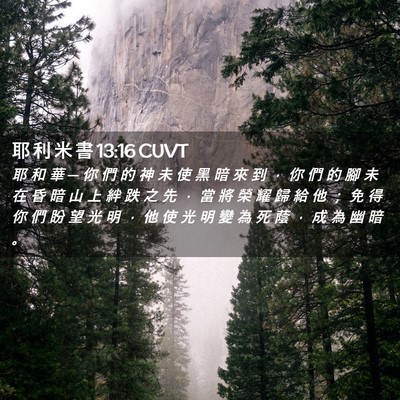 Picture 02 - 耶 利 米 書 13:16 CUVT - 耶 和 華 ─ 你 們 的 神 未 使 黑 暗 - Bible Verse Picture