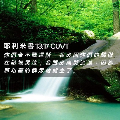 Picture 02 - 耶 利 米 書 13:17 CUVT - 你 們 若 不 聽 這 話 ， 我 必 因 你 - Bible Verse Picture