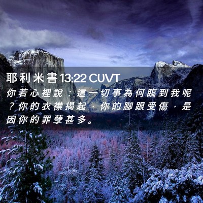 Picture 02 - 耶 利 米 書 13:22 CUVT - 你 若 心 裡 說 ： 這 一 切 事 為 何 - Bible Verse Picture
