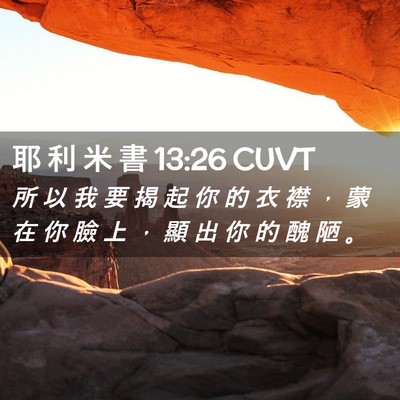 Picture 02 - 耶 利 米 書 13:26 CUVT - 所 以 我 要 揭 起 你 的 衣 襟 ， 蒙 - Bible Verse Picture