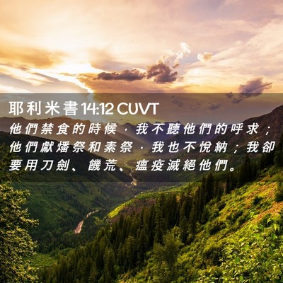 Picture 02 - 耶 利 米 書 14:12 CUVT - 他 們 禁 食 的 時 候 ， 我 不 聽 他 - Bible Verse Picture