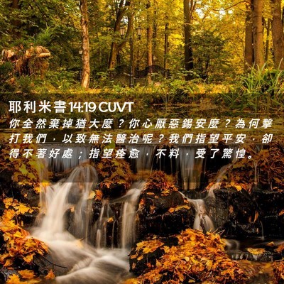 Picture 02 - 耶 利 米 書 14:19 CUVT - 你 全 然 棄 掉 猶 大 麼 ？ 你 心 厭 - Bible Verse Picture