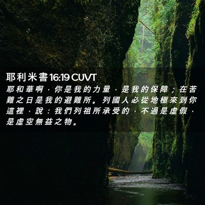 Picture 02 - 耶 利 米 書 16:19 CUVT - 耶 和 華 啊 ， 你 是 我 的 力 量 ， - Bible Verse Picture