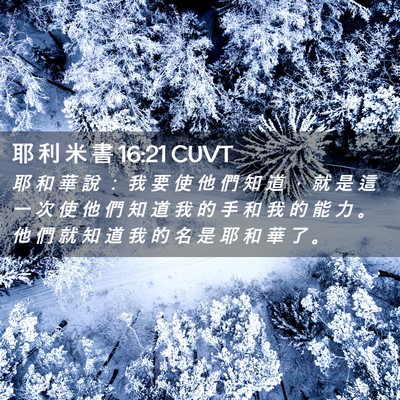 Picture 02 - 耶 利 米 書 16:21 CUVT - 耶 和 華 說 ： 我 要 使 他 們 知 道 - Bible Verse Picture