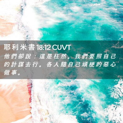 Picture 02 - 耶 利 米 書 18:12 CUVT - 他 們 卻 說 ： 這 是 枉 然 。 我 們 - Bible Verse Picture