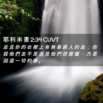 Picture 02 - 耶 利 米 書 2:34 CUVT - 並 且 你 的 衣 襟 上 有 無 辜 窮 人 - Bible Verse Picture