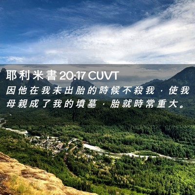 Picture 02 - 耶 利 米 書 20:17 CUVT - 因 他 在 我 未 出 胎 的 時 候 不 殺 - Bible Verse Picture