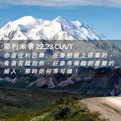 Picture 02 - 耶 利 米 書 22:23 CUVT - 你 這 住 利 巴 嫩 、 在 香 柏 樹 上 - Bible Verse Picture