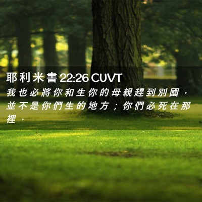 Picture 02 - 耶 利 米 書 22:26 CUVT - 我 也 必 將 你 和 生 你 的 母 親 趕 - Bible Verse Picture