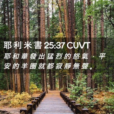 Picture 02 - 耶 利 米 書 25:37 CUVT - 耶 和 華 發 出 猛 烈 的 怒 氣 ， 平 - Bible Verse Picture