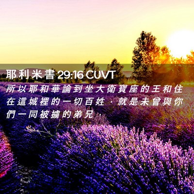 Picture 02 - 耶 利 米 書 29:16 CUVT - 所 以 耶 和 華 論 到 坐 大 衛 寶 座 - Bible Verse Picture