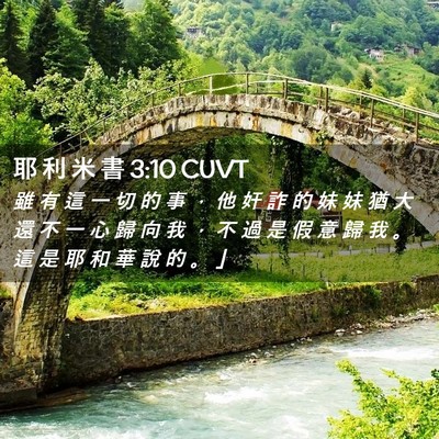 Picture 02 - 耶 利 米 書 3:10 CUVT - 雖 有 這 一 切 的 事 ， 他 奸 詐 的 - Bible Verse Picture