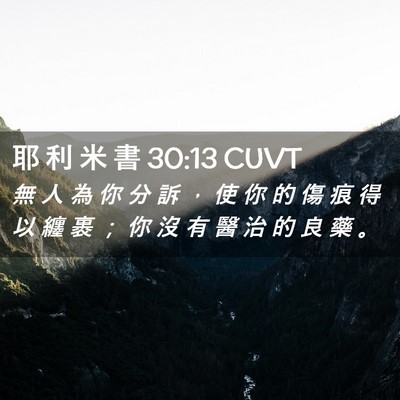 Picture 02 - 耶 利 米 書 30:13 CUVT - 無 人 為 你 分 訴 ， 使 你 的 傷 痕 - Bible Verse Picture