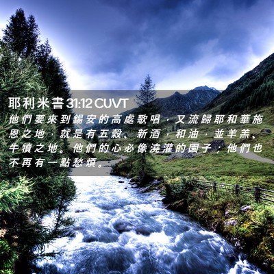 Picture 02 - 耶 利 米 書 31:12 CUVT - 他 們 要 來 到 錫 安 的 高 處 歌 唱 - Bible Verse Picture