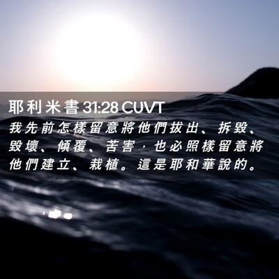 Picture 02 - 耶 利 米 書 31:28 CUVT - 我 先 前 怎 樣 留 意 將 他 們 拔 出 - Bible Verse Picture