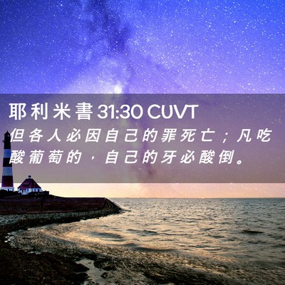 Picture 02 - 耶 利 米 書 31:30 CUVT - 但 各 人 必 因 自 己 的 罪 死 亡 ； - Bible Verse Picture