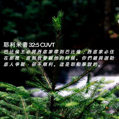 Picture 02 - 耶 利 米 書 32:5 CUVT - 巴 比 倫 王 必 將 西 底 家 帶 到 巴 - Bible Verse Picture