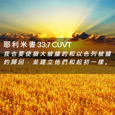 Picture 02 - 耶 利 米 書 33:7 CUVT - 我 也 要 使 猶 大 被 擄 的 和 以 色 - Bible Verse Picture