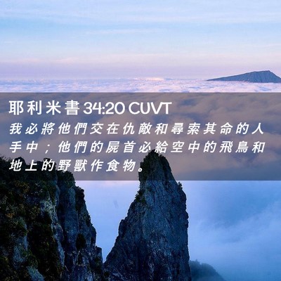 Picture 02 - 耶 利 米 書 34:20 CUVT - 我 必 將 他 們 交 在 仇 敵 和 尋 索 - Bible Verse Picture