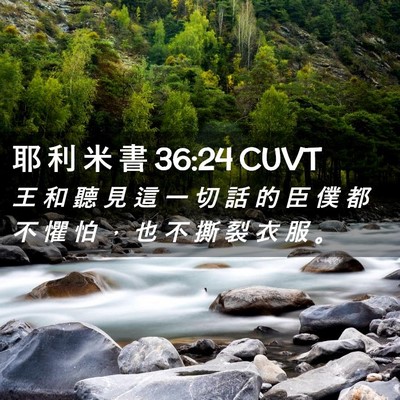Picture 02 - 耶 利 米 書 36:24 CUVT - 王 和 聽 見 這 一 切 話 的 臣 僕 都 - Bible Verse Picture