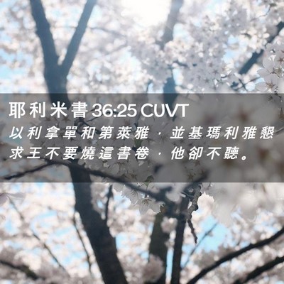 Picture 02 - 耶 利 米 書 36:25 CUVT - 以 利 拿 單 和 第 萊 雅 ， 並 基 瑪 - Bible Verse Picture