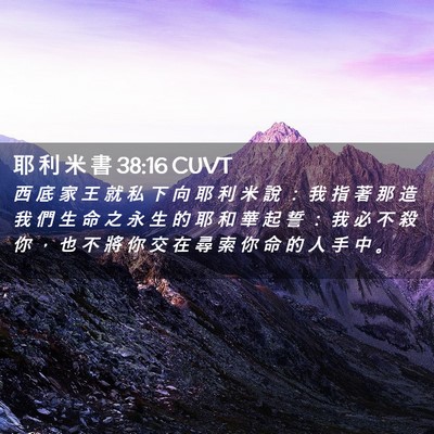 Picture 02 - 耶 利 米 書 38:16 CUVT - 西 底 家 王 就 私 下 向 耶 利 米 說 - Bible Verse Picture
