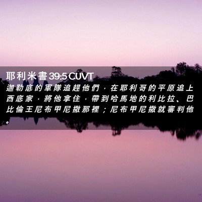 Picture 02 - 耶 利 米 書 39:5 CUVT - 迦 勒 底 的 軍 隊 追 趕 他 們 ， 在 - Bible Verse Picture