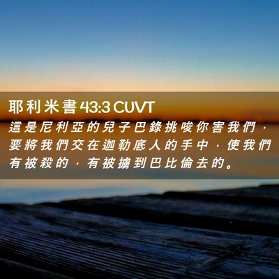 Picture 02 - 耶 利 米 書 43:3 CUVT - 這 是 尼 利 亞 的 兒 子 巴 錄 挑 唆 - Bible Verse Picture