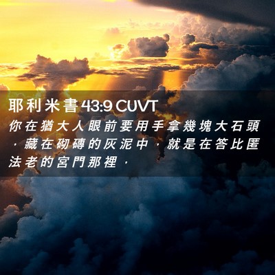 Picture 02 - 耶 利 米 書 43:9 CUVT - 你 在 猶 大 人 眼 前 要 用 手 拿 幾 - Bible Verse Picture