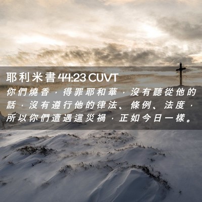 Picture 02 - 耶 利 米 書 44:23 CUVT - 你 們 燒 香 ， 得 罪 耶 和 華 ， 沒 - Bible Verse Picture