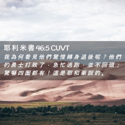 Picture 02 - 耶 利 米 書 46:5 CUVT - 我 為 何 看 見 他 們 驚 惶 轉 身 退 - Bible Verse Picture