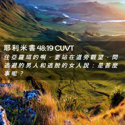 Picture 02 - 耶 利 米 書 48:19 CUVT - 住 亞 羅 珥 的 啊 ， 要 站 在 道 旁 - Bible Verse Picture