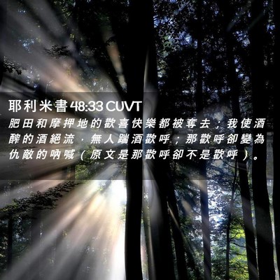 Picture 02 - 耶 利 米 書 48:33 CUVT - 肥 田 和 摩 押 地 的 歡 喜 快 樂 都 - Bible Verse Picture