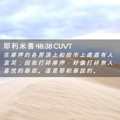 Picture 02 - 耶 利 米 書 48:38 CUVT - 在 摩 押 的 各 房 頂 上 和 街 市 上 - Bible Verse Picture