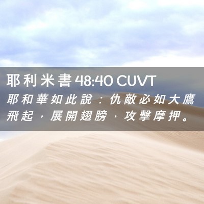Picture 02 - 耶 利 米 書 48:40 CUVT - 耶 和 華 如 此 說 ： 仇 敵 必 如 大 - Bible Verse Picture