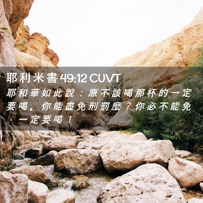 Picture 02 - 耶 利 米 書 49:12 CUVT - 耶 和 華 如 此 說 ： 原 不 該 喝 那 - Bible Verse Picture