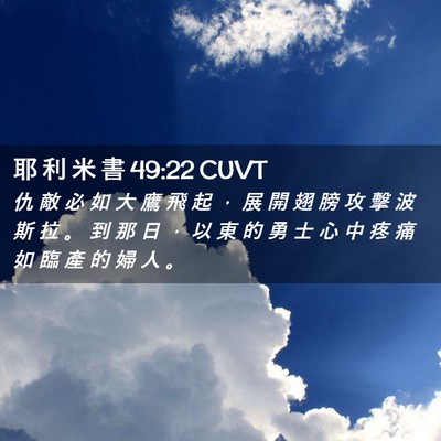 Picture 02 - 耶 利 米 書 49:22 CUVT - 仇 敵 必 如 大 鷹 飛 起 ， 展 開 翅 - Bible Verse Picture