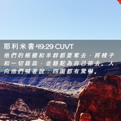 Picture 02 - 耶 利 米 書 49:29 CUVT - 他 們 的 帳 棚 和 羊 群 都 要 奪 去 - Bible Verse Picture