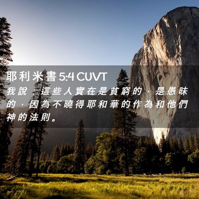 Picture 02 - 耶 利 米 書 5:4 CUVT - 我 說 ： 這 些 人 實 在 是 貧 窮 的 - Bible Verse Picture