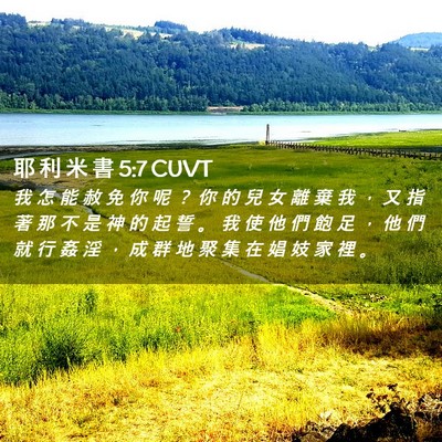 Picture 02 - 耶 利 米 書 5:7 CUVT - 我 怎 能 赦 免 你 呢 ？ 你 的 兒 女 - Bible Verse Picture