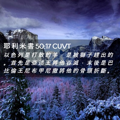 Picture 02 - 耶 利 米 書 50:17 CUVT - 以 色 列 是 打 散 的 羊 ， 是 被 獅 - Bible Verse Picture