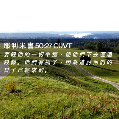 Picture 02 - 耶 利 米 書 50:27 CUVT - 要 殺 他 的 一 切 牛 犢 ， 使 他 們 - Bible Verse Picture