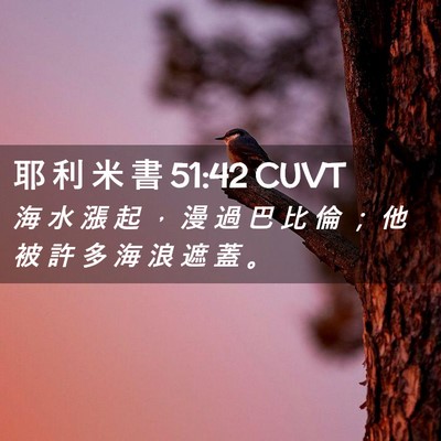 Picture 02 - 耶 利 米 書 51:42 CUVT - 海 水 漲 起 ， 漫 過 巴 比 倫 ； 他 - Bible Verse Picture