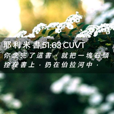 Picture 02 - 耶 利 米 書 51:63 CUVT - 你 念 完 了 這 書 ， 就 把 一 塊 石 - Bible Verse Picture