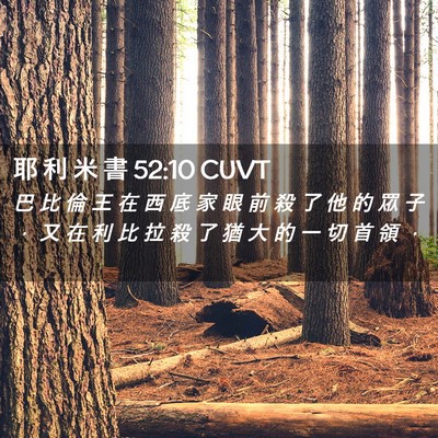 Picture 02 - 耶 利 米 書 52:10 CUVT - 巴 比 倫 王 在 西 底 家 眼 前 殺 了 - Bible Verse Picture