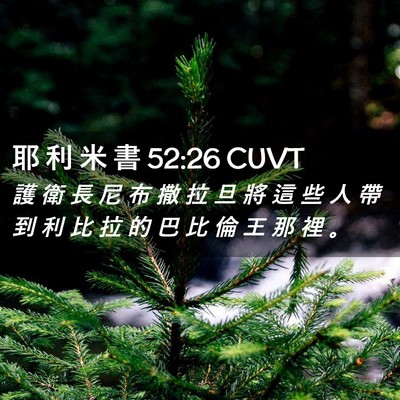 Picture 02 - 耶 利 米 書 52:26 CUVT - 護 衛 長 尼 布 撒 拉 旦 將 這 些 人 - Bible Verse Picture