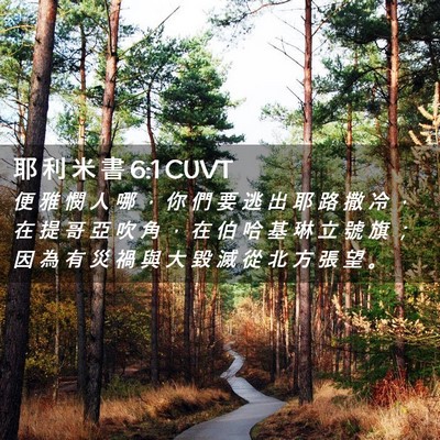 Picture 02 - 耶 利 米 書 6:1 CUVT - 便 雅 憫 人 哪 ， 你 們 要 逃 出 耶 - Bible Verse Picture